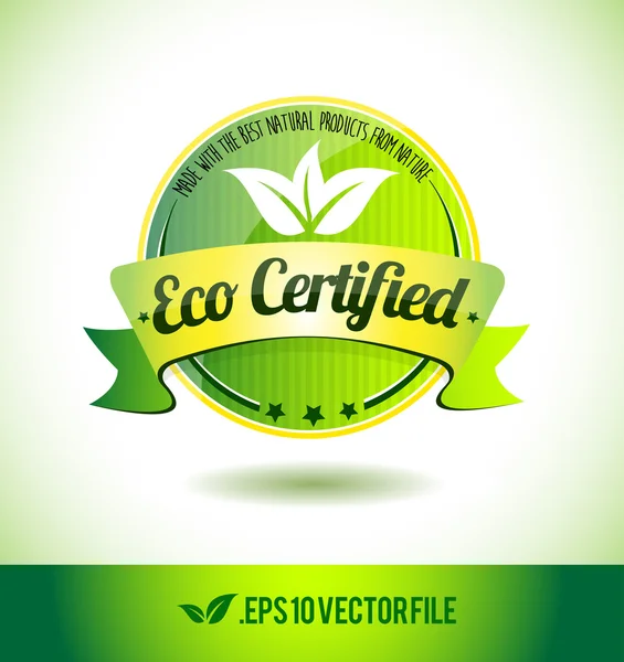 Rótulo de crachá certificado Eco palavra etiqueta de texto —  Vetores de Stock