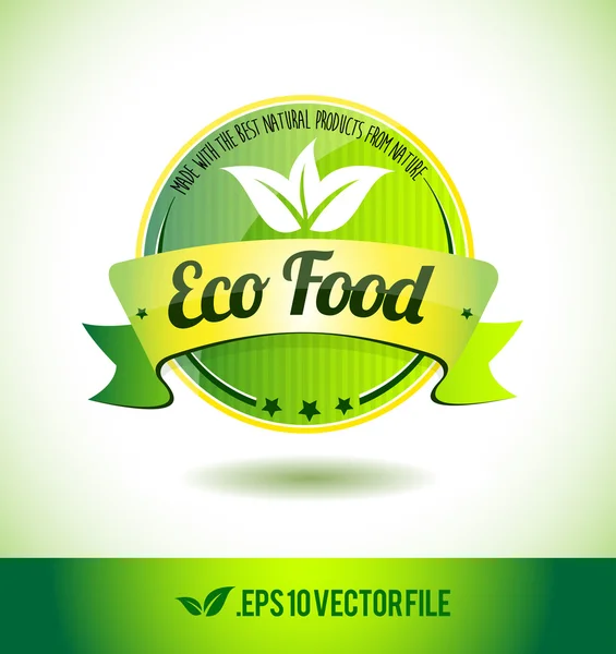 Eco food badge etichetta sigillo testo etichetta parola — Vettoriale Stock