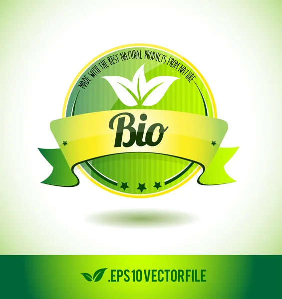 Bio badge etikett försegla text tagg word — Stock vektor