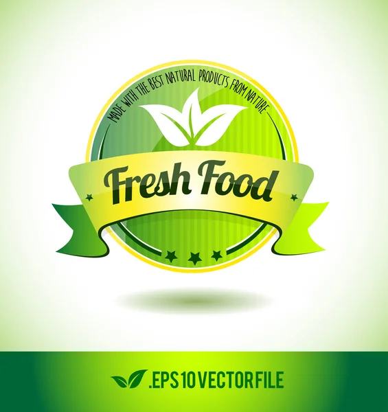 Čerstvé potraviny odznak popisek uzavřete textové značky slovo — Stockový vektor