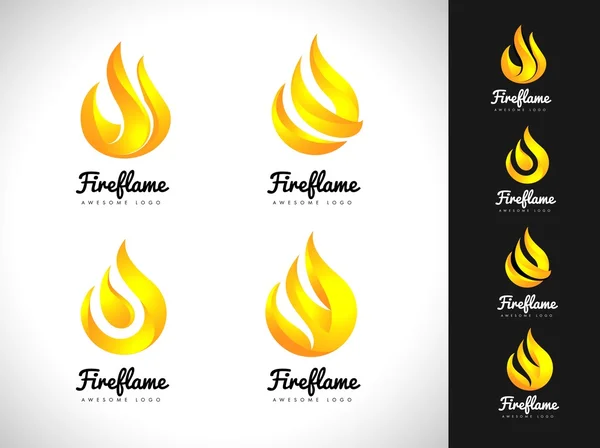 Fire Flame-logotypen. 3D eld logotyp koncept. Lågan-ikonen — Stock vektor