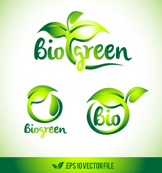 Blad Logo icoon. Groene blad Vector ontwerpset — Stockvector