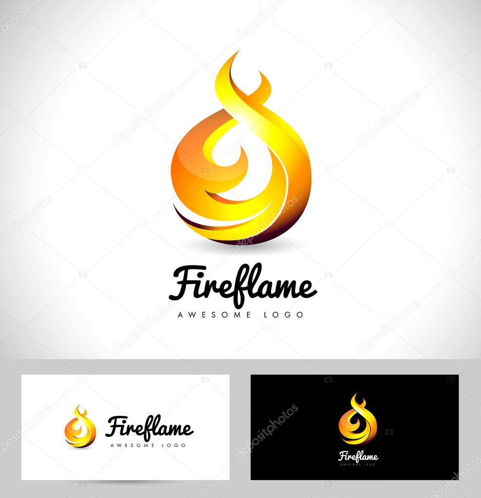Fire Flame Logo. 3D Fire Logo Concept. Flame Icon 