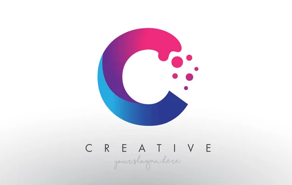 Letter Design Creative Dots Bubble Circles Blue Pink Colors Vector — 스톡 벡터