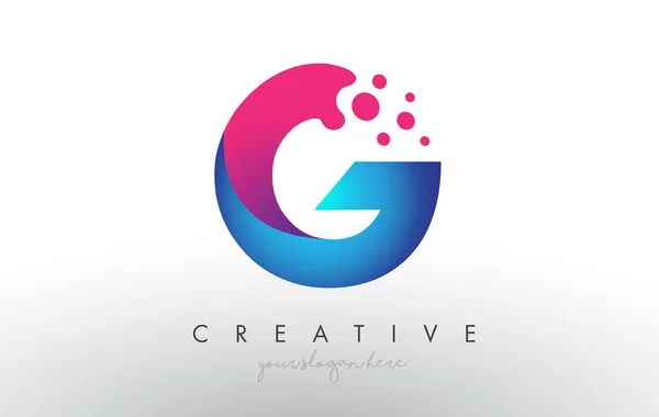 Letter Design Creative Dots Bubble Circles Blue Pink Colors Vector — 스톡 벡터