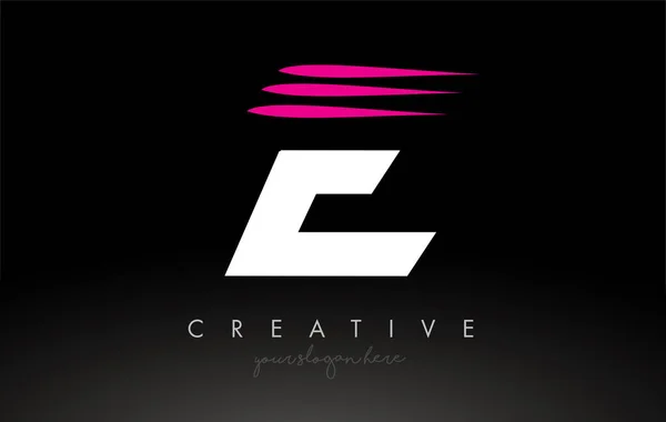 Blanco Rosa Swoosh Carta Logo Carta Diseño Con Concepto Creativo — Vector de stock