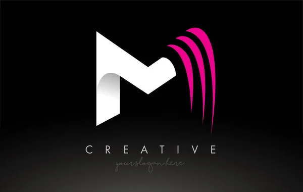 White Pink Swoosh Letter Logo Letter Design Avec Concept Créatif — Image vectorielle