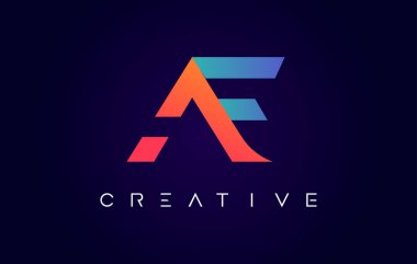 Modern Yaratıcı Konsept ve Turuncu Mavi Renk Vektörü AF Logo Tasarımı
