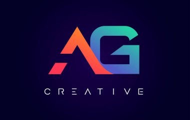 Modern Yaratıcı Konsept ve Turuncu Mavi Renk Vektörü AG Logo Tasarımı