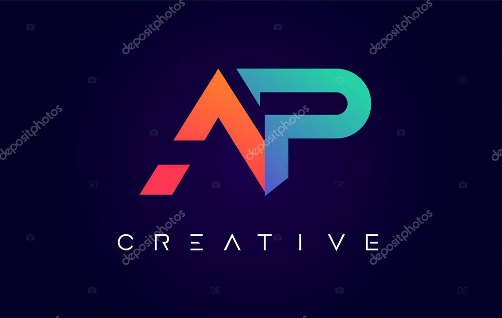 AP Logo Letter Design with Modern Creative Concept and Orange Blue Colors Vector