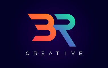 Modern Yaratıcı Kavram ve Turuncu Mavi Renk Vektörlü BR Logo Harf Tasarımı
