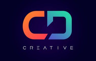 CD Logo Modern Yaratıcı Konsept ve Turuncu Mavi Renk Vektörü Tasarımı