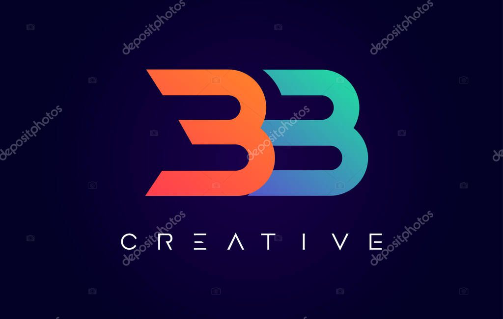 BB Logo Letter Design with Modern Creative Concept and Orange Blue Colors Vector