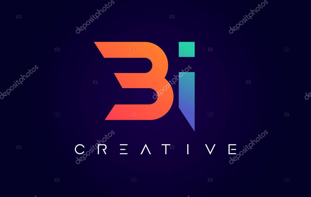 BI Logo Letter Design with Modern Creative Concept and Orange Blue Colors Vector