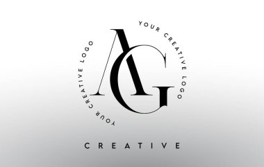 Serif Tipografi Yazı Tipi ve Zarif Modern Görünümlü AG Harf Logosu Tasarımı