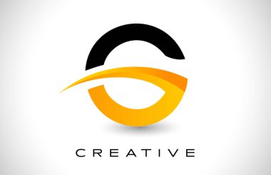 Yaratıcı Modern Tasarım Şekline ve Sarı Siyah Renklere sahip G Logo Tasarım Vektörü. G Simgesi Vektörü. 