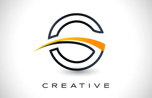 Logo Monoline Vector Creative Modern Design Shape Yellow Colors Icon — 스톡 벡터
