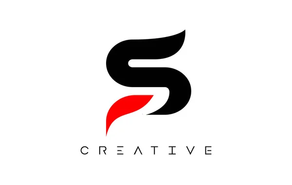 Modern Letter Logo Design Creative Look Black Red Colors Vector — 스톡 벡터