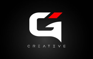 Siyah arkaplan vektöründe beyaz ve kırmızı renkli G Harfi Tasarım Logosu