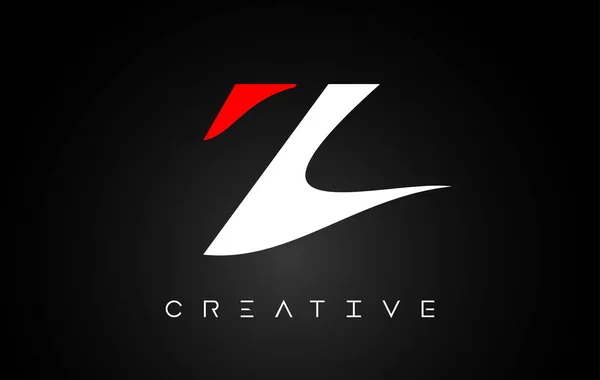 Siyah Arkaplan Vektöründe Beyaz Kırmızı Renkli Harfi Tasarım Logosu — Stok Vektör