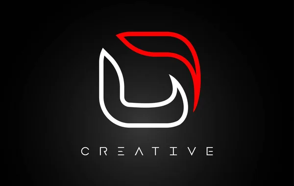 Lettre Design Logo Avec Ligne Monogramme Blanc Rouge Couleurs Sur — Image vectorielle