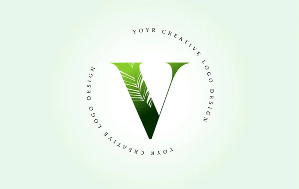 Logo Exotique Lettre Avec Motif Feuille Palmier Texture Design Logo — Image vectorielle