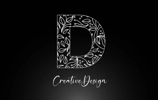 Logotipo Letra Elegante Feito Flores Folhas Monoline Creative Vector Design — Vetor de Stock