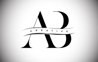 Ortadaki Yaratıcı Kesim ve Serif Mektubu ile AB Harfi Logosu.