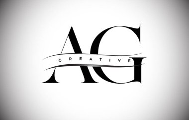 Serif Mektubu ve Yaratıcı Kesim ile AG Harf Logosu.