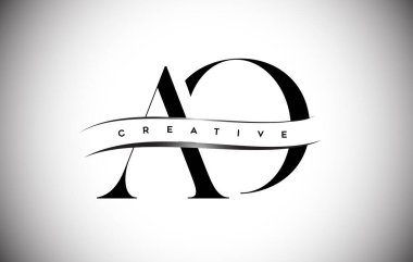 Ortalarda Serif Harfi ve Yaratıcı Kesim ile AO Harfi Logosu.