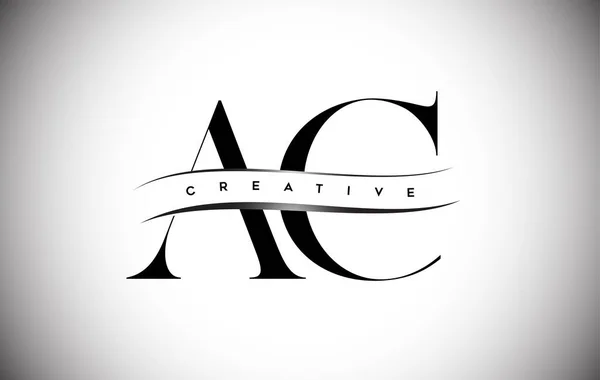 Logo Letter Con Serif Letter Corte Creativo Medio — Vector de stock