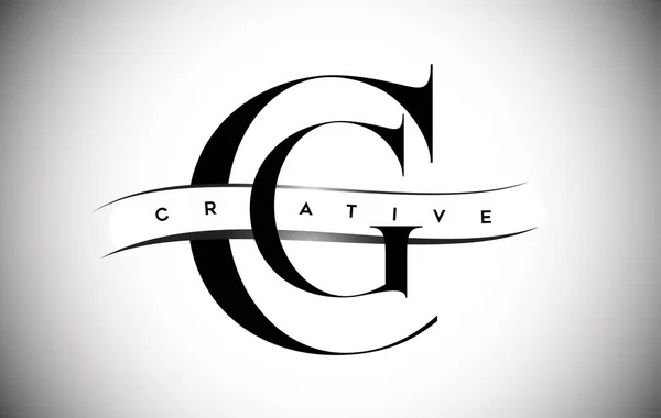 Logo Serif Letter Creative Cut Middle — 스톡 벡터