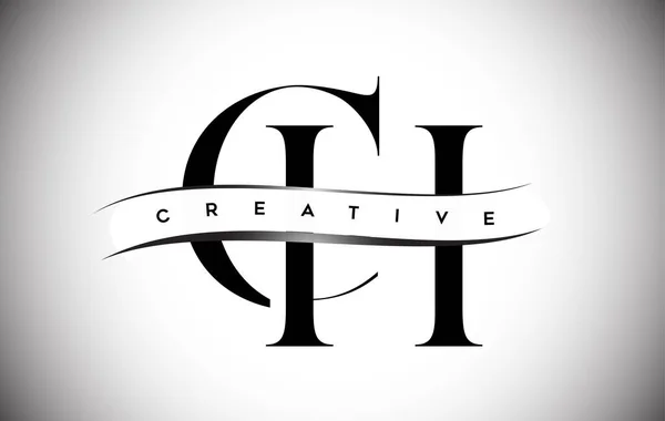 Logo Lettre Avec Lettre Serif Coupure Créative Milieu — Image vectorielle