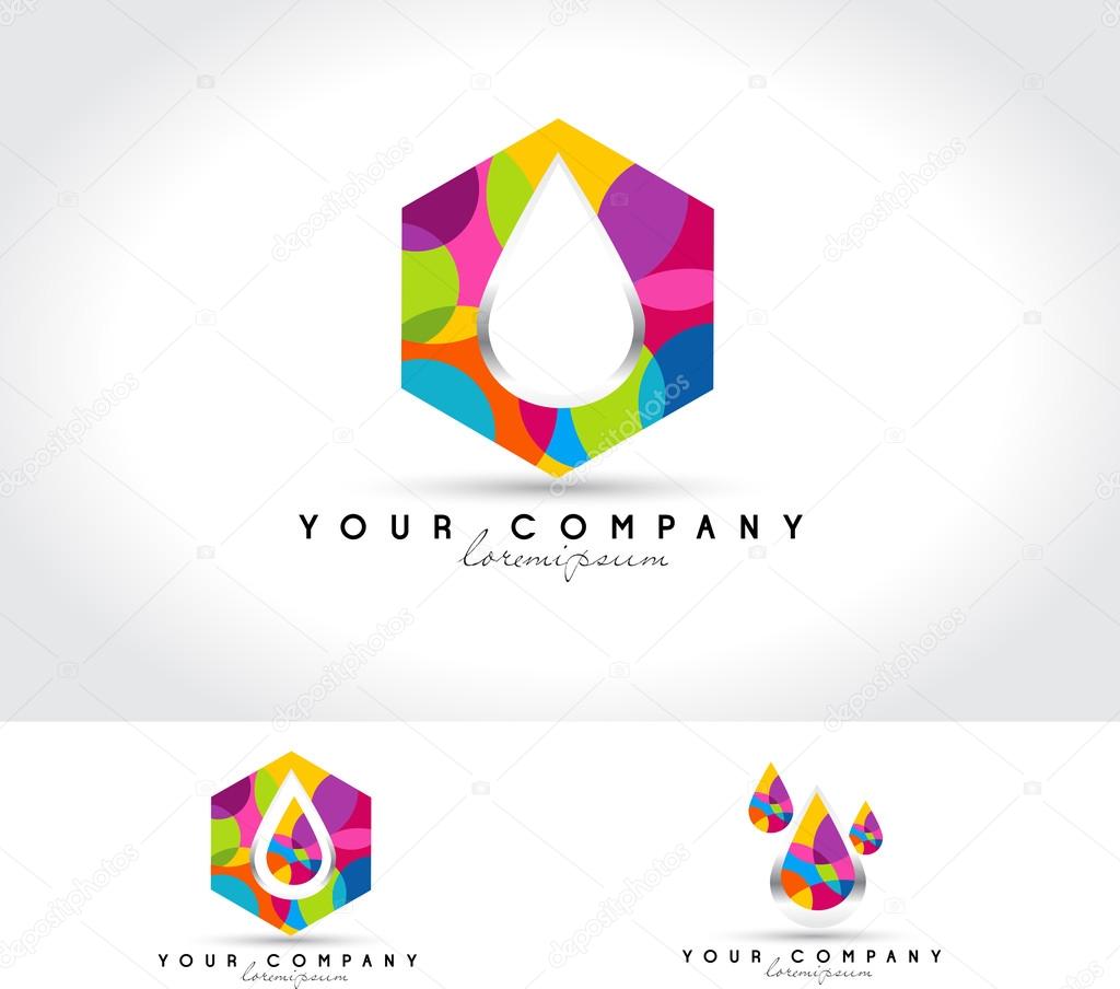 Creative Logo Vector illustration with water drop concept and multiple colors.