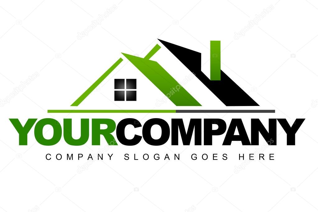 An illustration of a real estate logo representing a green roof of a house.