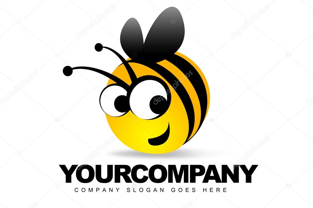 An illustration of a logo representing a bee smiling.