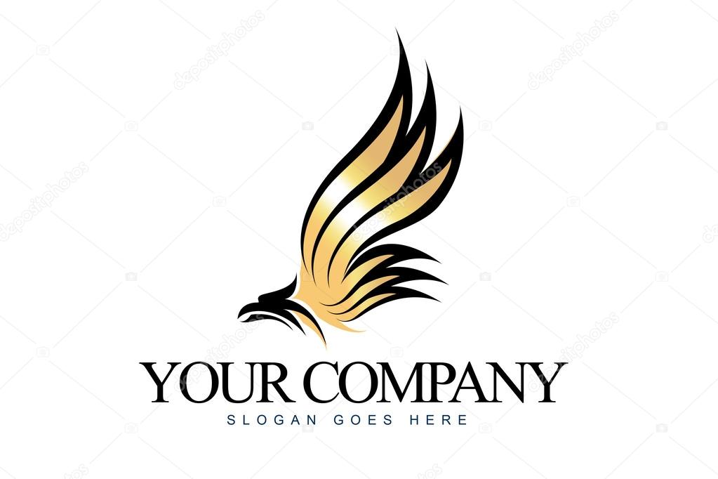 An illustration of a business company logo representing an abstract eagle.