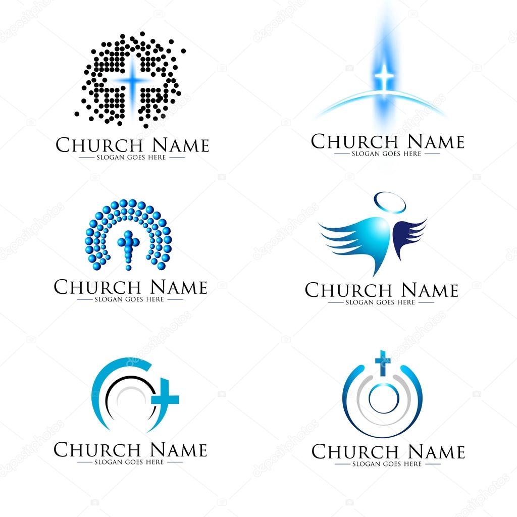Illustration drawing representing a church logo set.