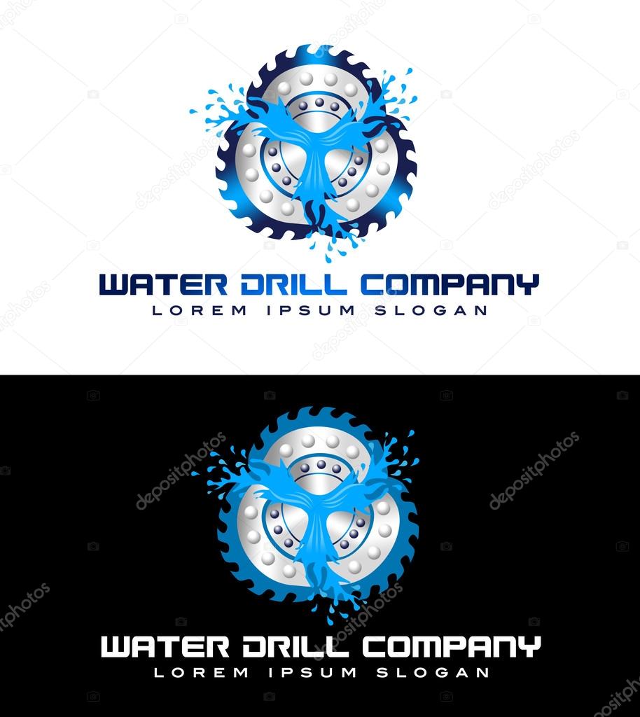 An illustration representing a blue abstract water drilling logo.