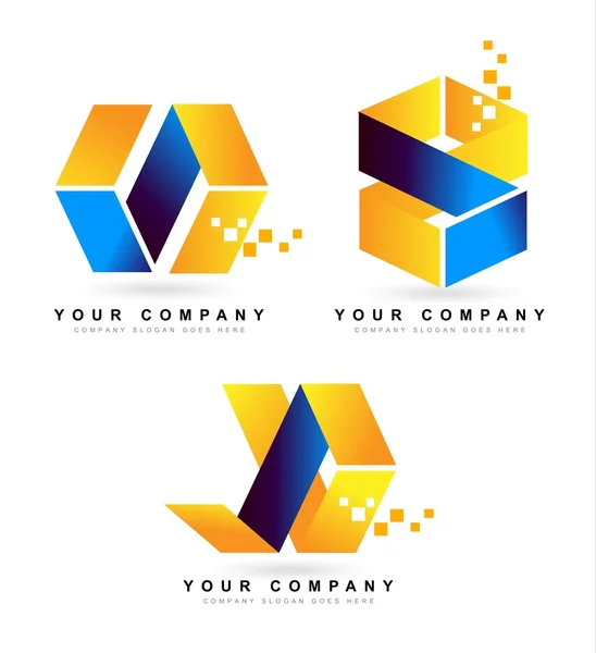 Logo cubo — Vettoriale Stock