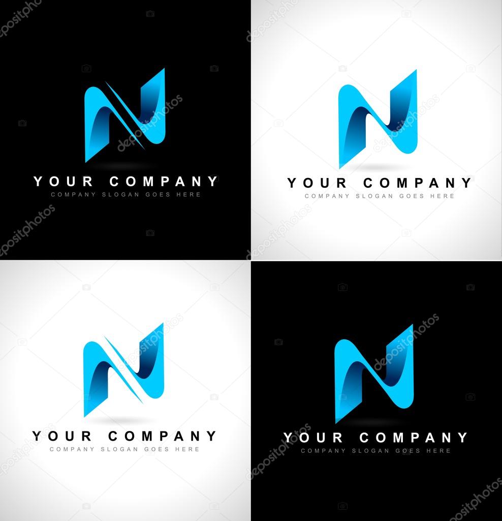 Abstract letter N logo design on black and white