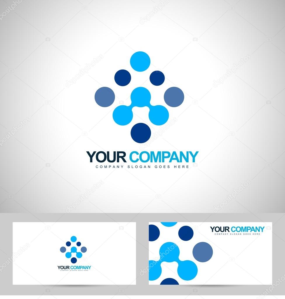 Blue dots vector. Abstract business company with blue dots and business card template
