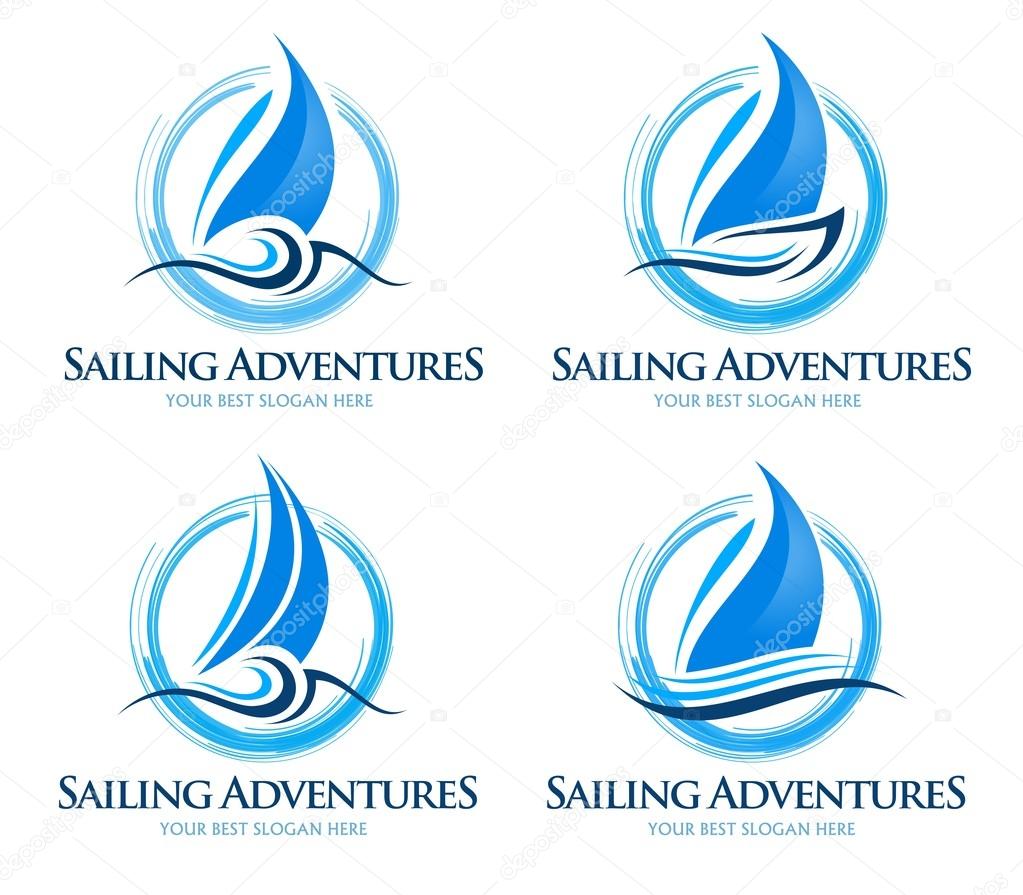 Sailing Boat Logo. Creative vector design of a sailing yacht.