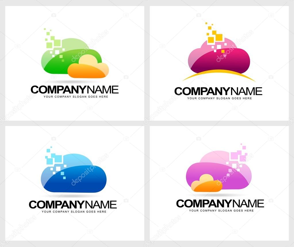 Cloud Logo Design. Vector cloud computing logo. Cloud Storage Business icon.