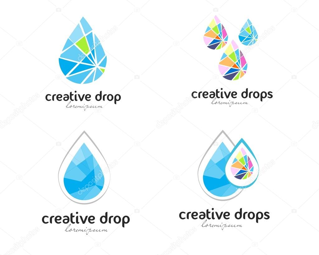 Water drop logo vector. Creative abstract logos made of water drops