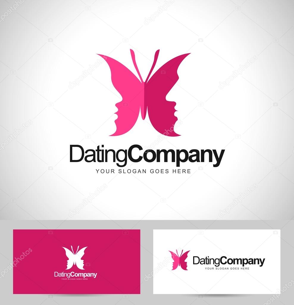 Butterfly logo concept vector. Creative dating logo with male and female faces