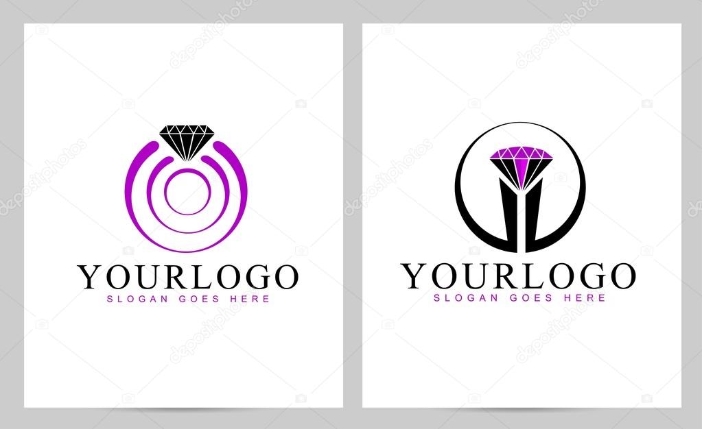 Diamond Logo Vector. Creative ring logo design with diamond stone on top