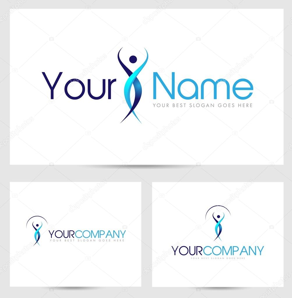 Silhouette Logo. Creative abstract silhouette of a man and company name text.