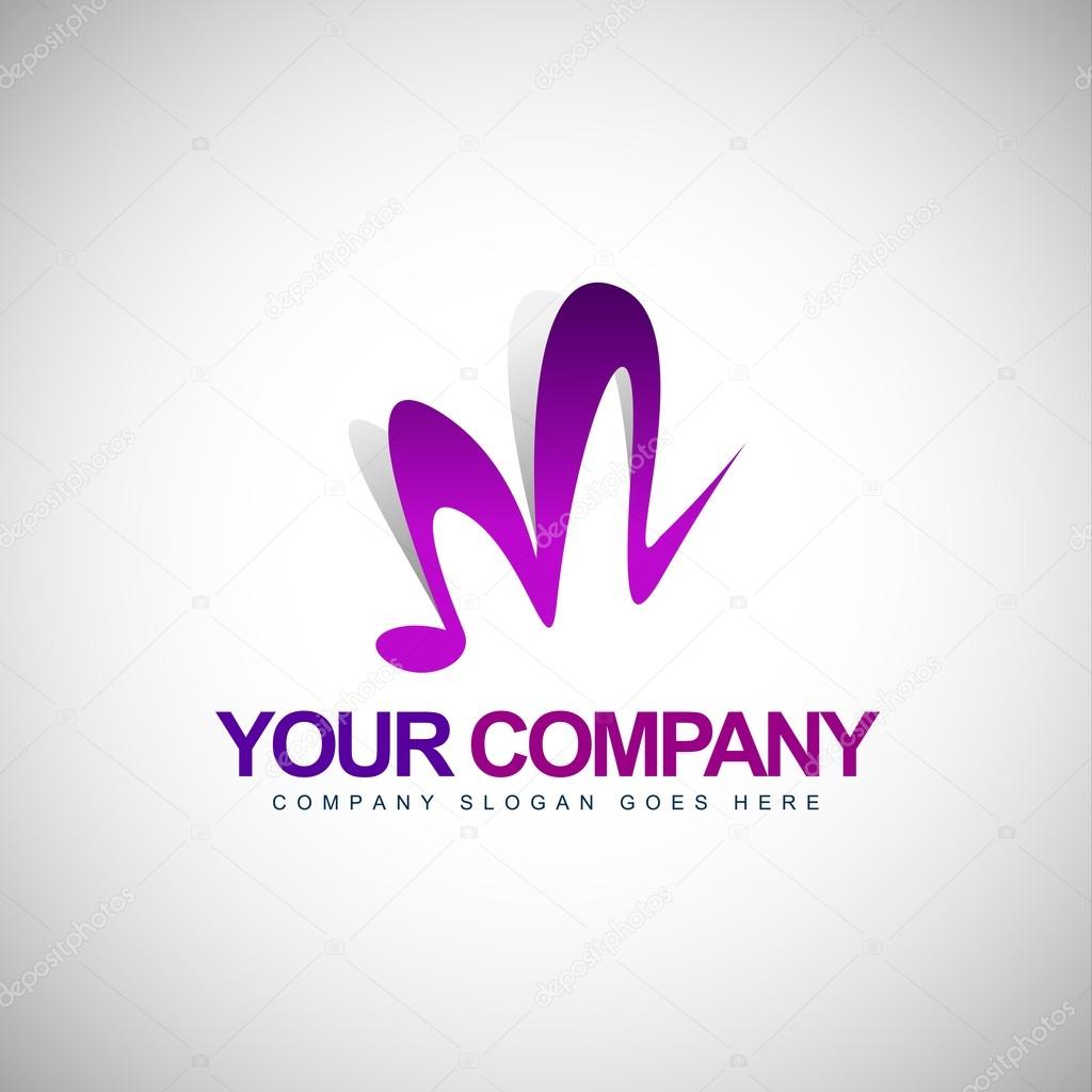 Music logo letter M logo. Vector icon logo for music company. Musical note logo.