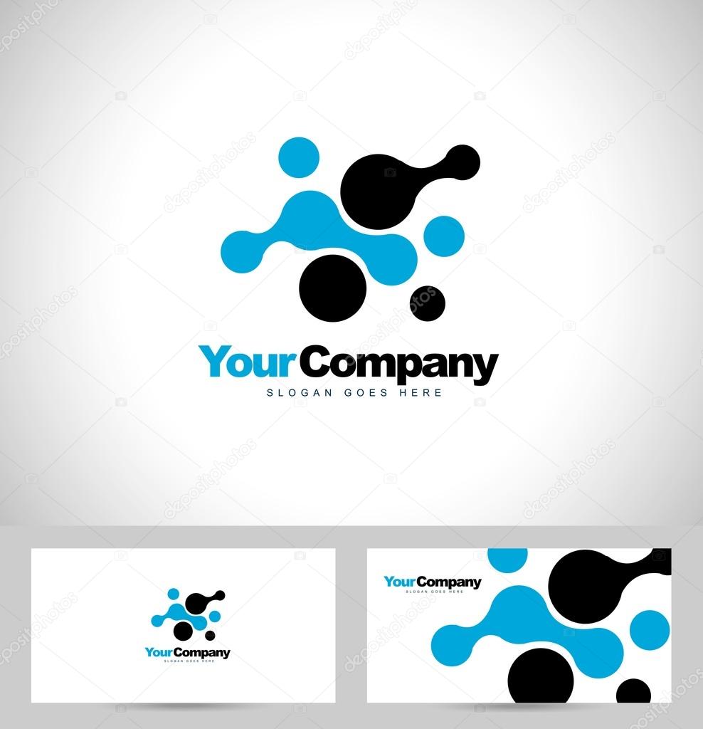Blue dots vector. Abstract business company with blue dots and business card template
